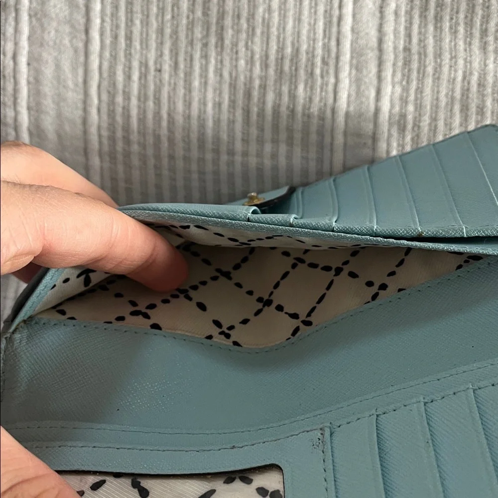 Kate Spade Light Blue Wristlet with Gold Detail